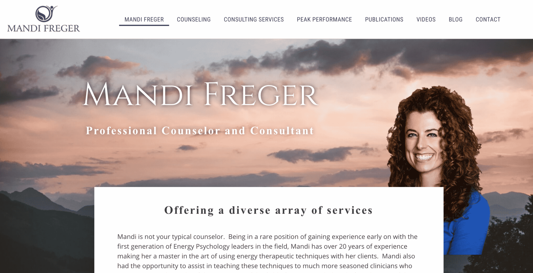Mandi Freger Website, Designed by Great Things LLC