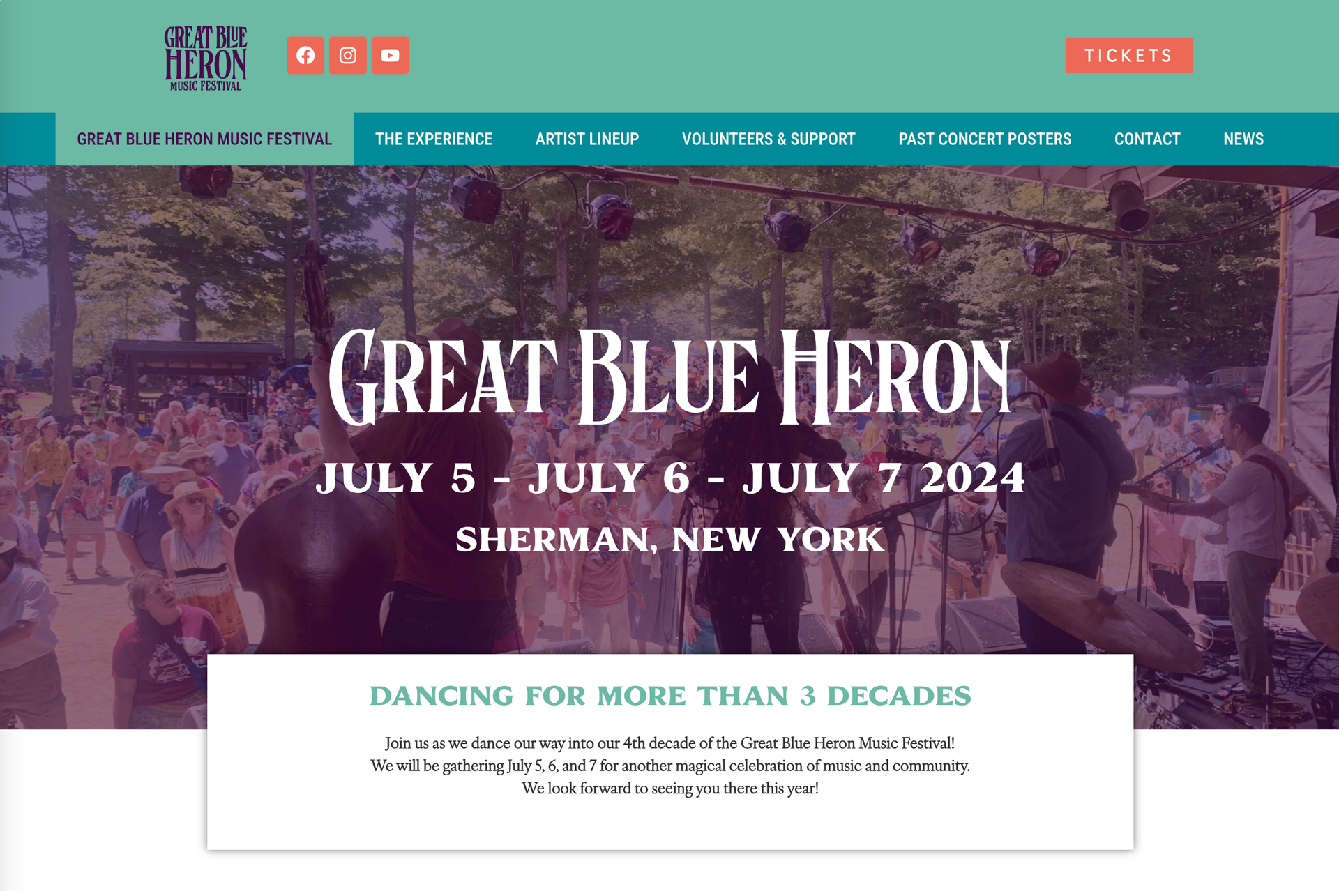 Great Blue Heron Music Festival Website by Great Things LLC